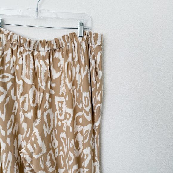 [Lafayette 148 New York] Camel Animal Print Tan Riverside Wide Leg Pants Size XL - Picture 7 of 12